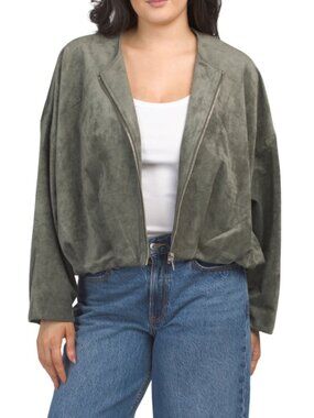 BLANK NYC Olive Faux Suede Bubble Jacket